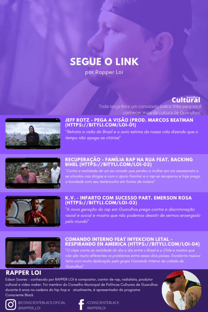 Confira os Links sugeridos pelo Rapper Loi:
https://bityli.com/LOI-01
https://bityli.com/LOI-02
https://bityli.com/LOI-03
https://bityli.com/LOI-04